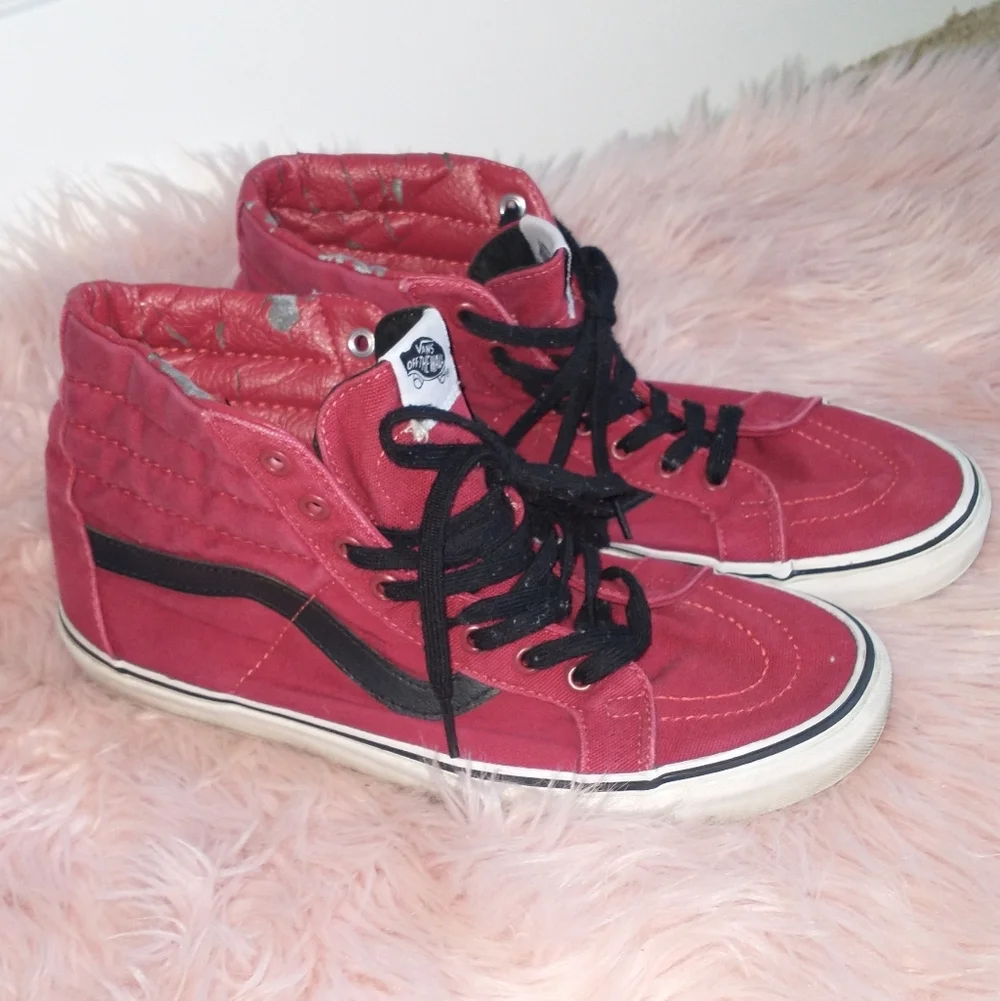 Vans Red High Tops 9.5 Mens And ,11 Women's
